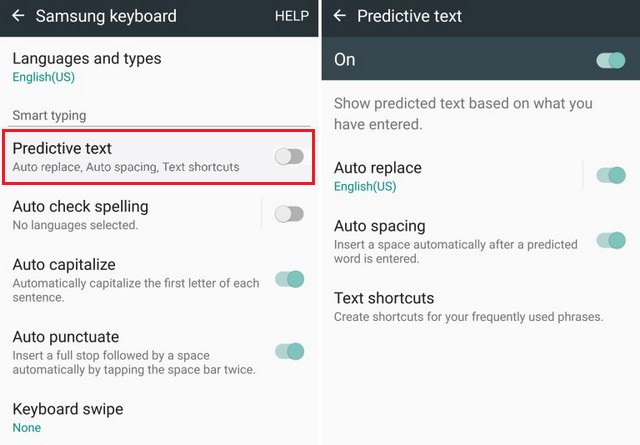 Auto Correct on Samsung Galaxy Note 7