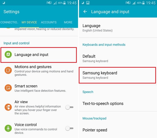 Turn off Autocorrect on the Galaxy S5 via the settings