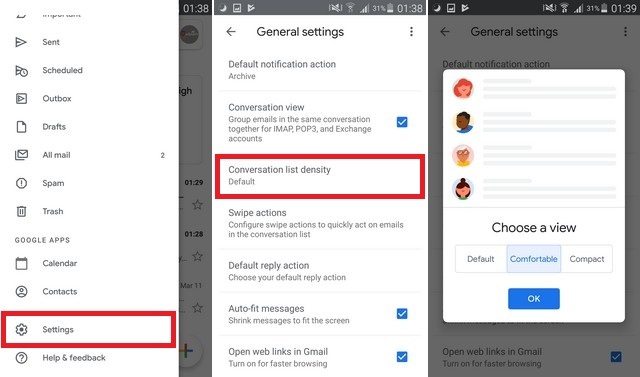 How to Change the Inbox Display on Google App