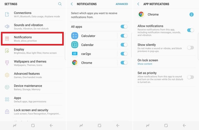 Disable App Notifications on the Samsung Galaxy S8