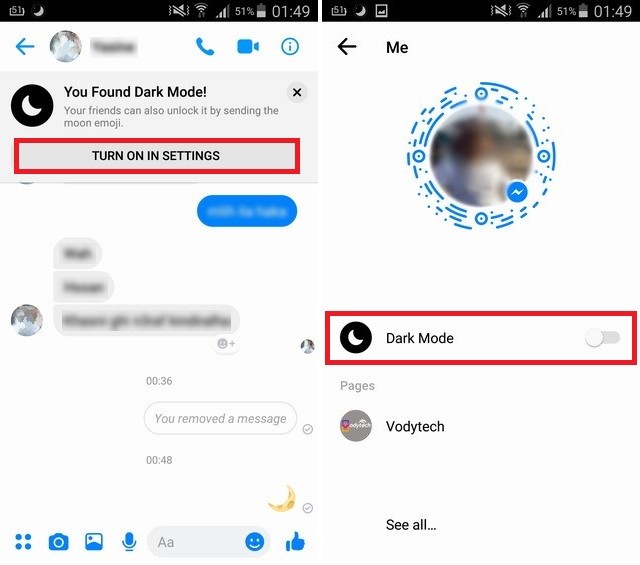 Enable Hidden Dark Mode in Facebook Messenger