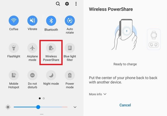 Wireless PowerShare on the Galaxy S10