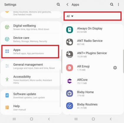 samsung s10 pre installed apps list