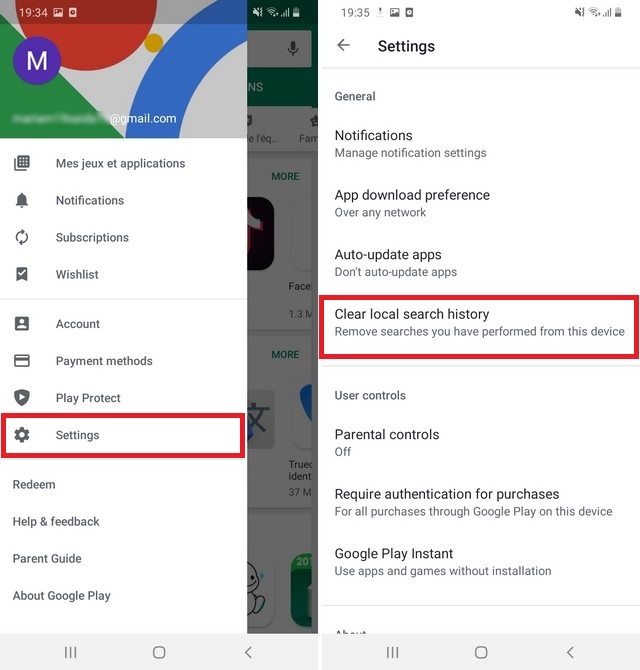 Clear Search History in the Google Play Store