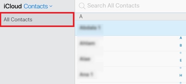 export Contact using iCloud