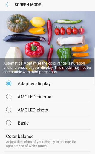 Adjust display colors on the Galaxy S8