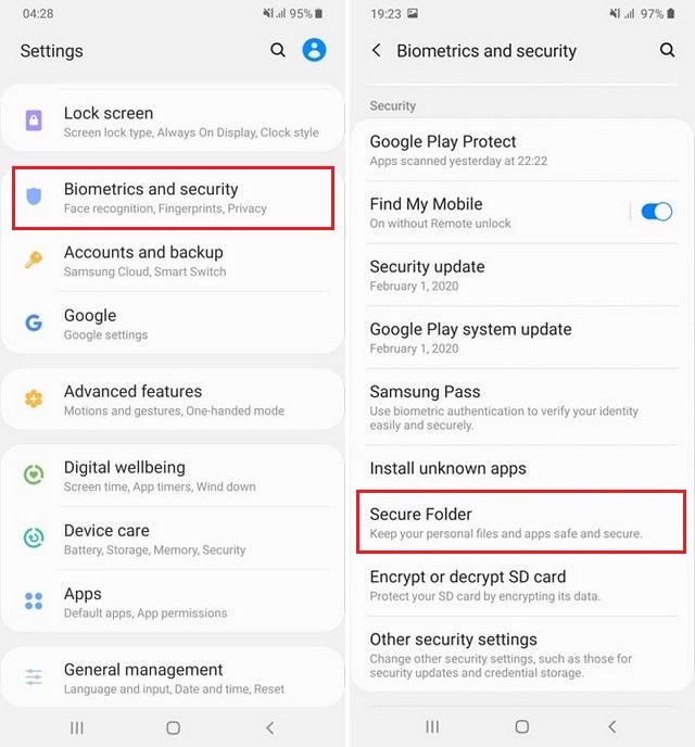 Enable or Disable Secure Folder on Galaxy S10