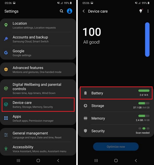 Enable Battery Saving Mode on Galaxy S10