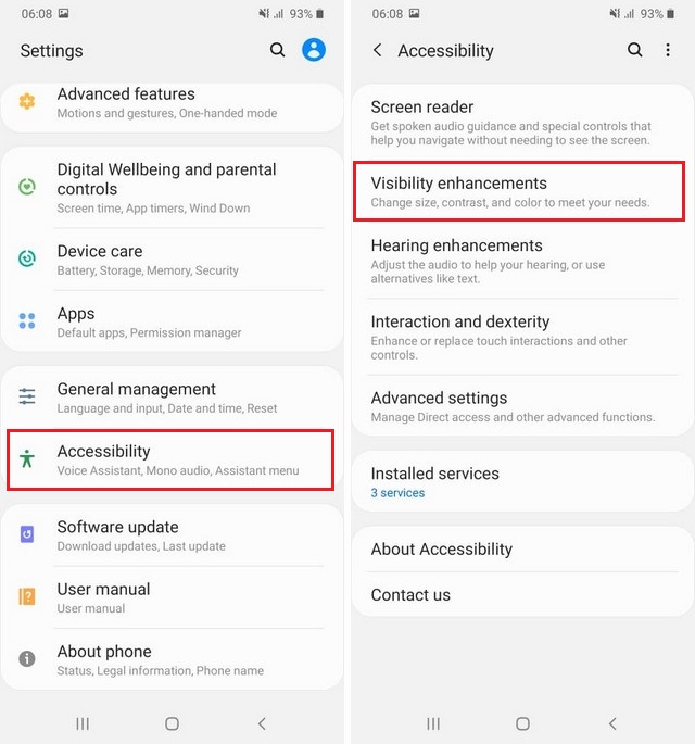 Enable High Contrast Fonts on your Galaxy S20