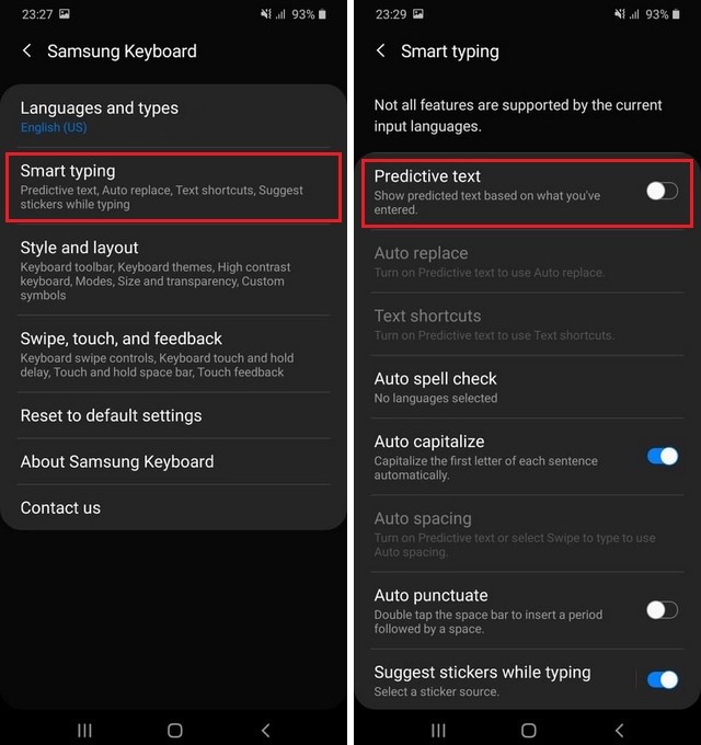 Disable Autocorrect on Samsung Galaxy A20