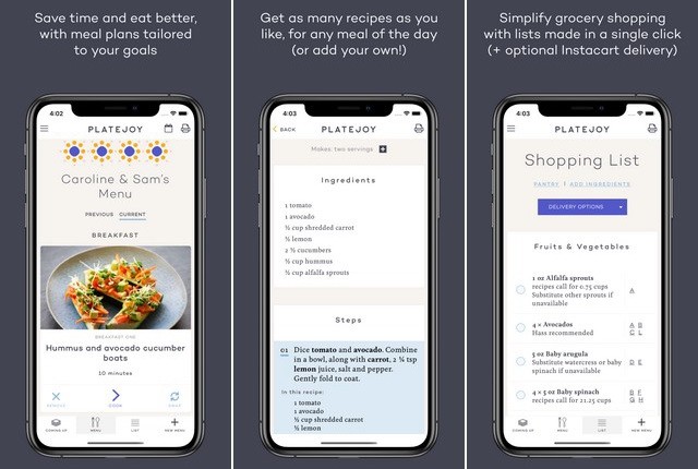 PlateJoy - best meal planning app