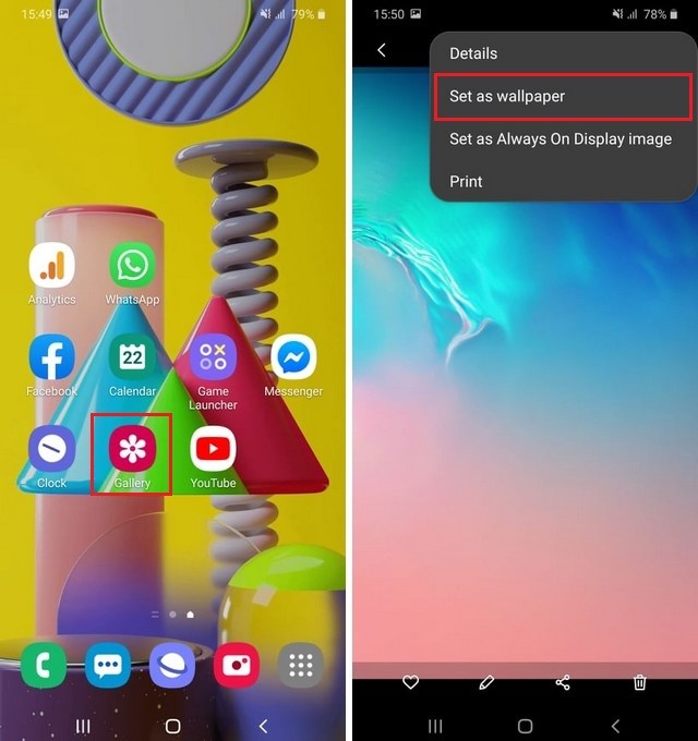 Change Wallpaper on Samsung Galaxy M31 via Gallery