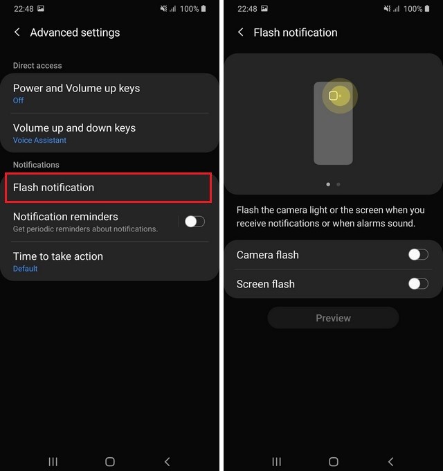 Enable Flash Notifications in Samsung Galaxy M31