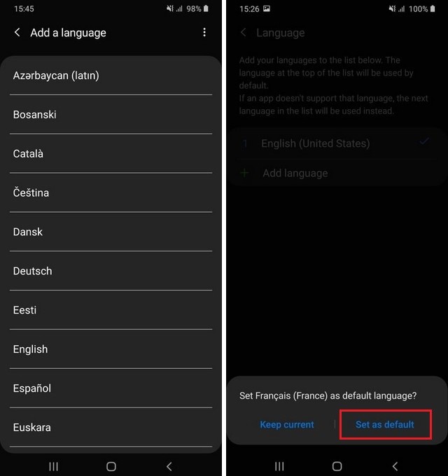 Select languages