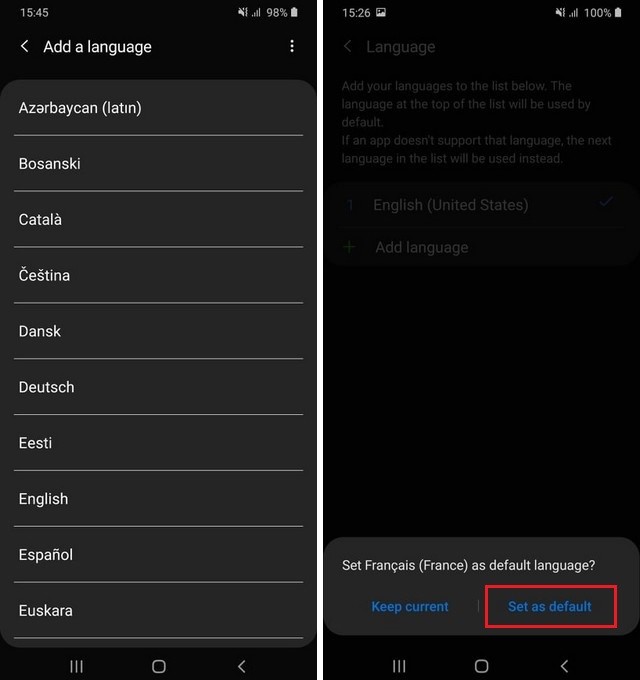 Select languages on Samsung Galaxy M51