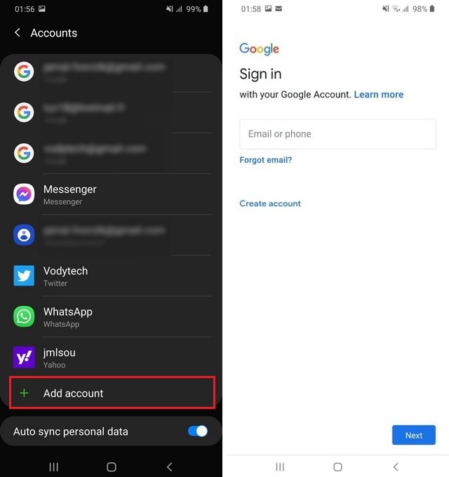 Change Default Google Account on Android