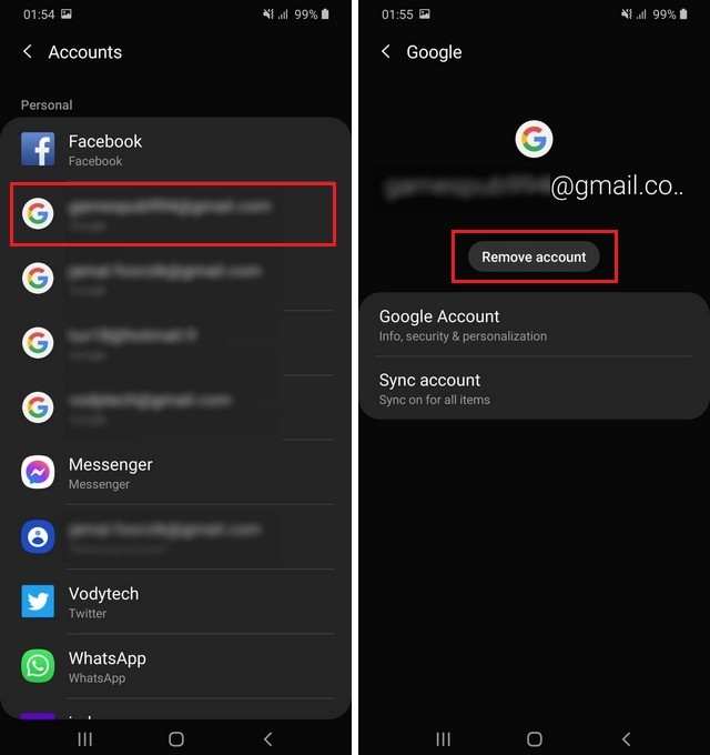 Removed all other Google Accounts