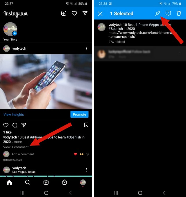 How to Pin Comments on Instagram on Android - VodyTech