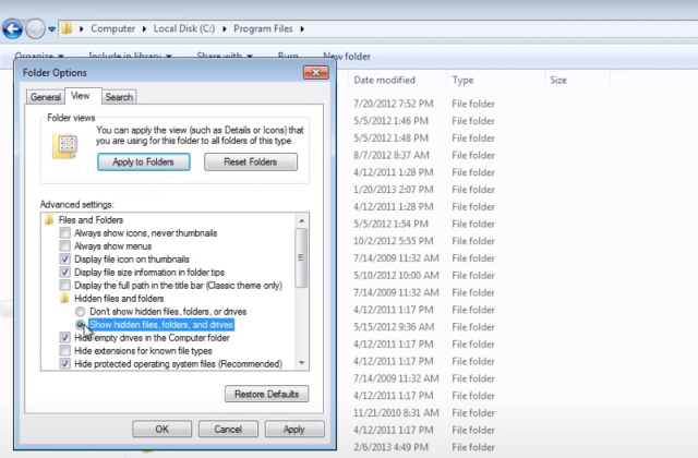 Show Hidden Files, Folders, and drives