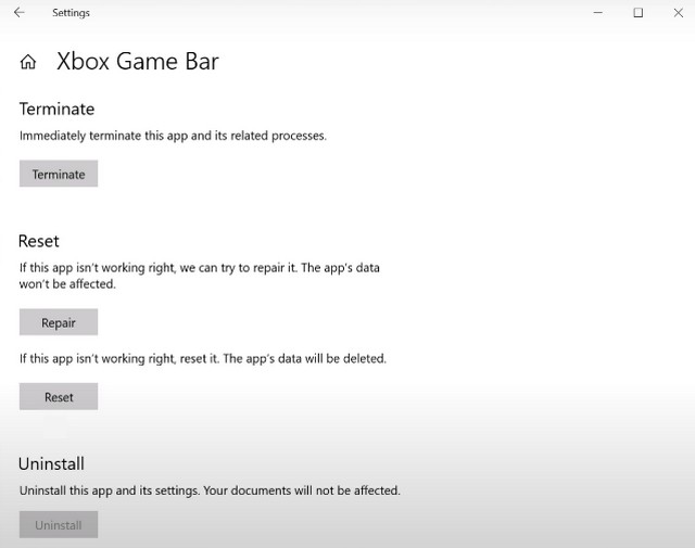 Delete Xbox Game Bar from Windows 10