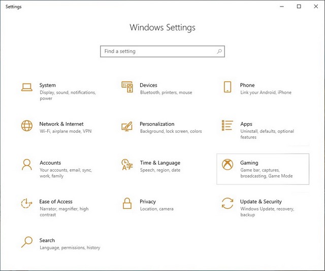 Settings Windows 10 PC