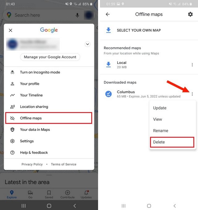 How to delete the Downloaded Offline Maps