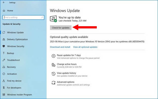 How to reinstall an Update