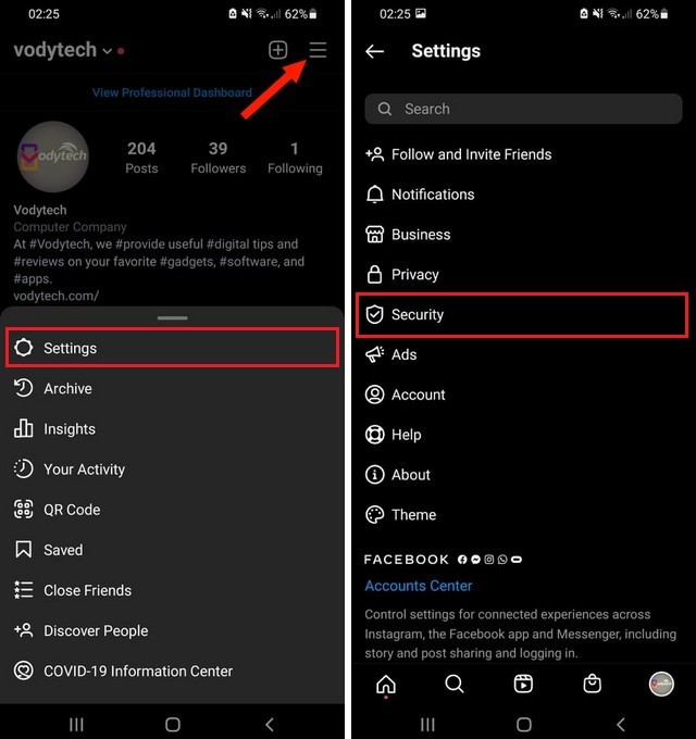 Settings Instagram App