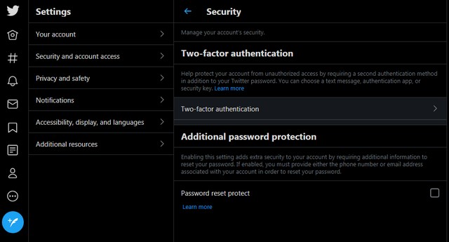 Two-Factor Authentication Twitter