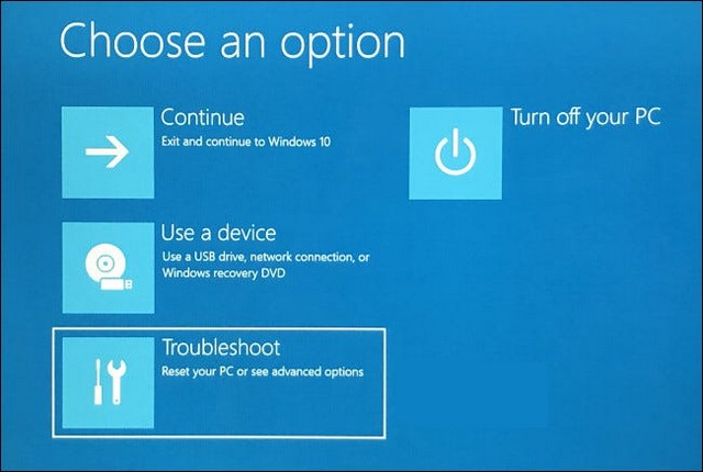 Select Troubleshoot