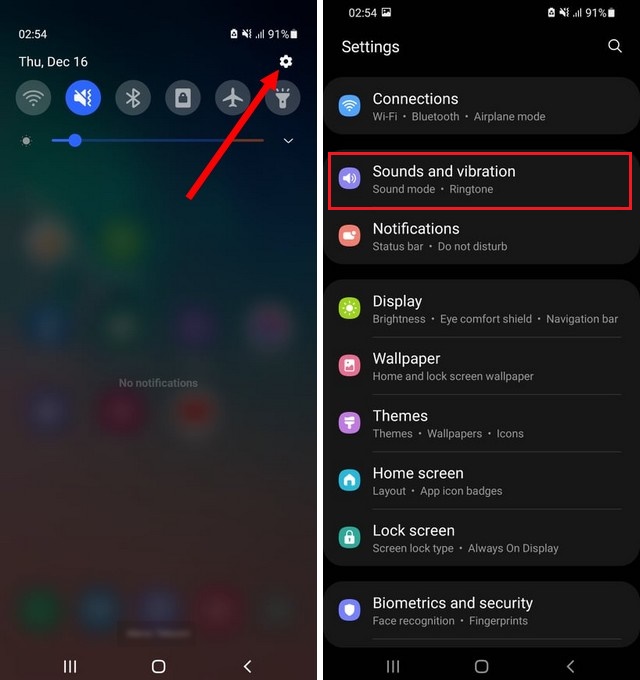 Sound and Vibration Settings