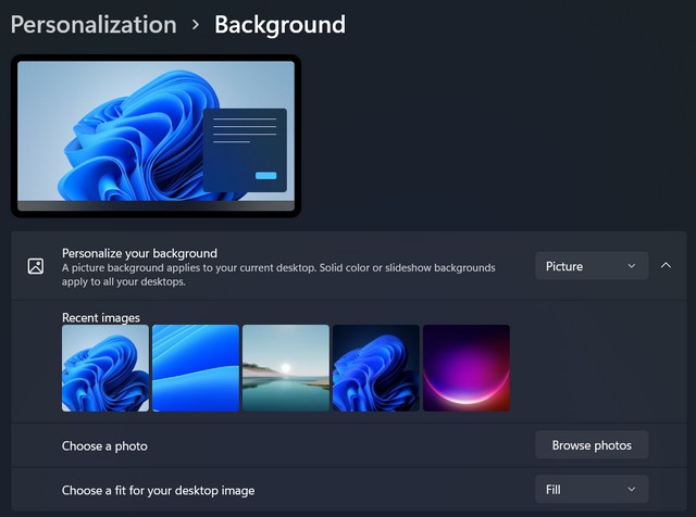 Change Desktop Background in Windows 11