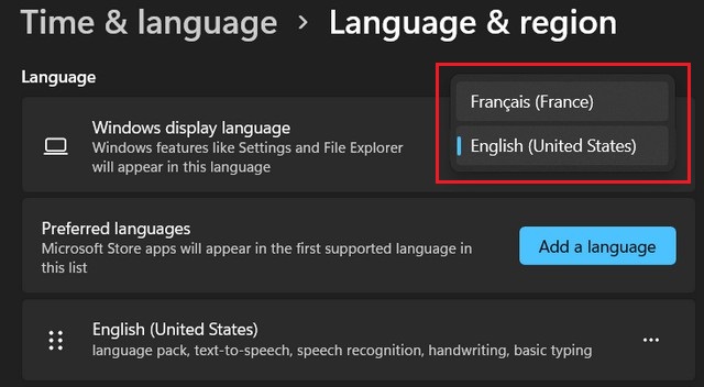 windows 11 can t change system language