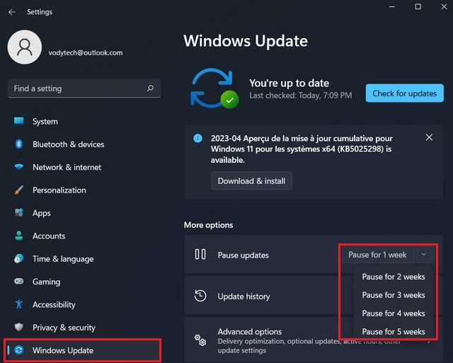 Disable automatic updates on Windows 11