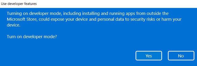 Enable Developer Mode on Windows 11
