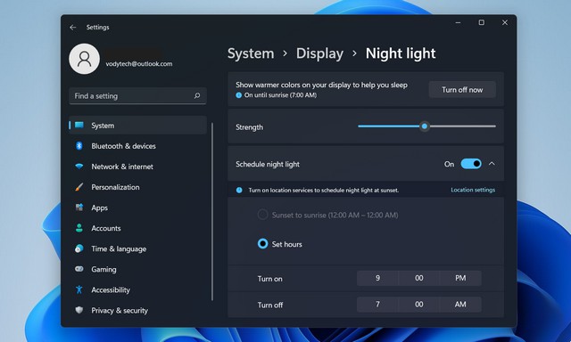 How to Enable Night light on Windows 11