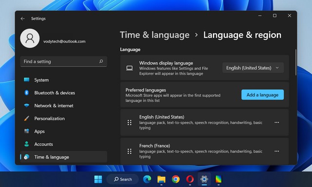 how to change full system language in windows 11