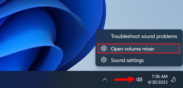 Open The Volume Mixer