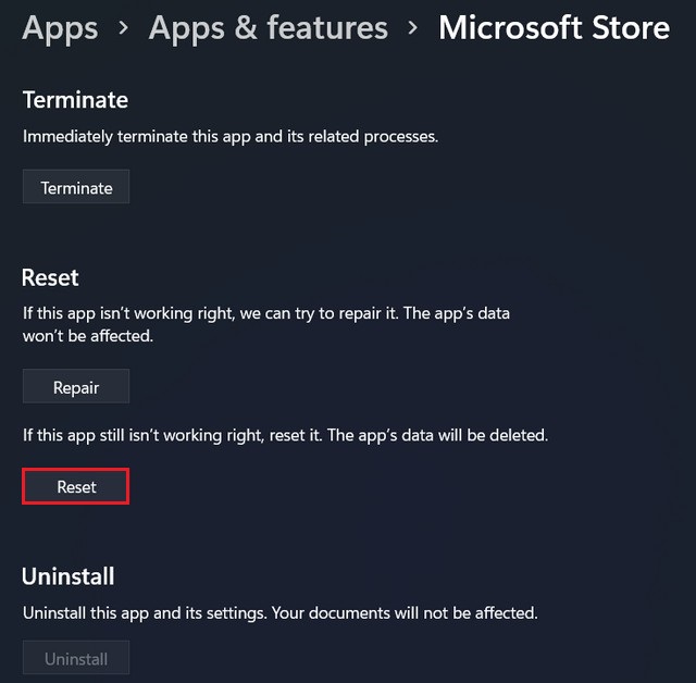 Переустановите Microsoft Store в Windows 11.