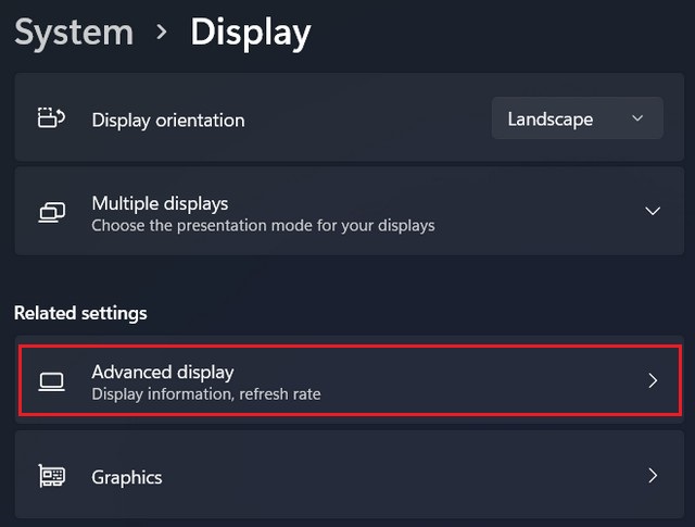 Advanced Display Settings