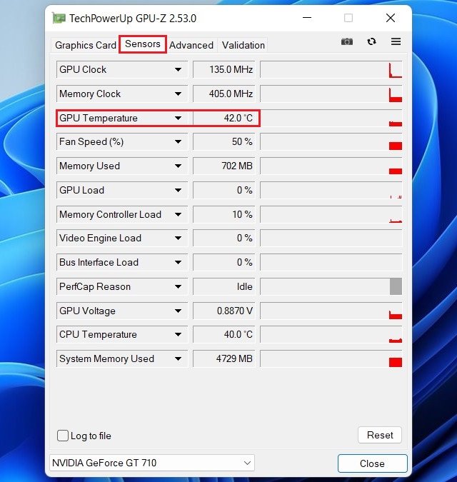 Check GPU Temperature in Windows 11 with GPU-Z
