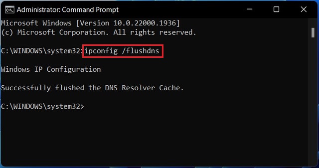 Flush DNS Cache on Windows 11