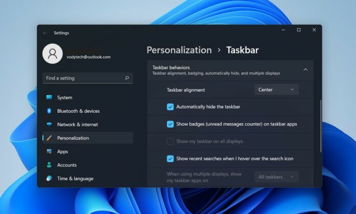 Как включить или отключить автоматическое скрытие панели задач в Windows 11