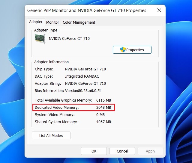 How to check VRAM on Windows 11