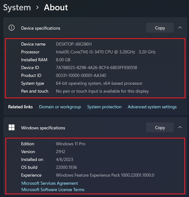 How to check computer specs on Windows 11