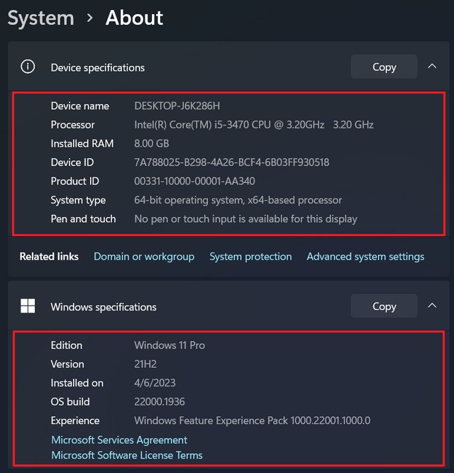 How to check computer specs on Windows 11