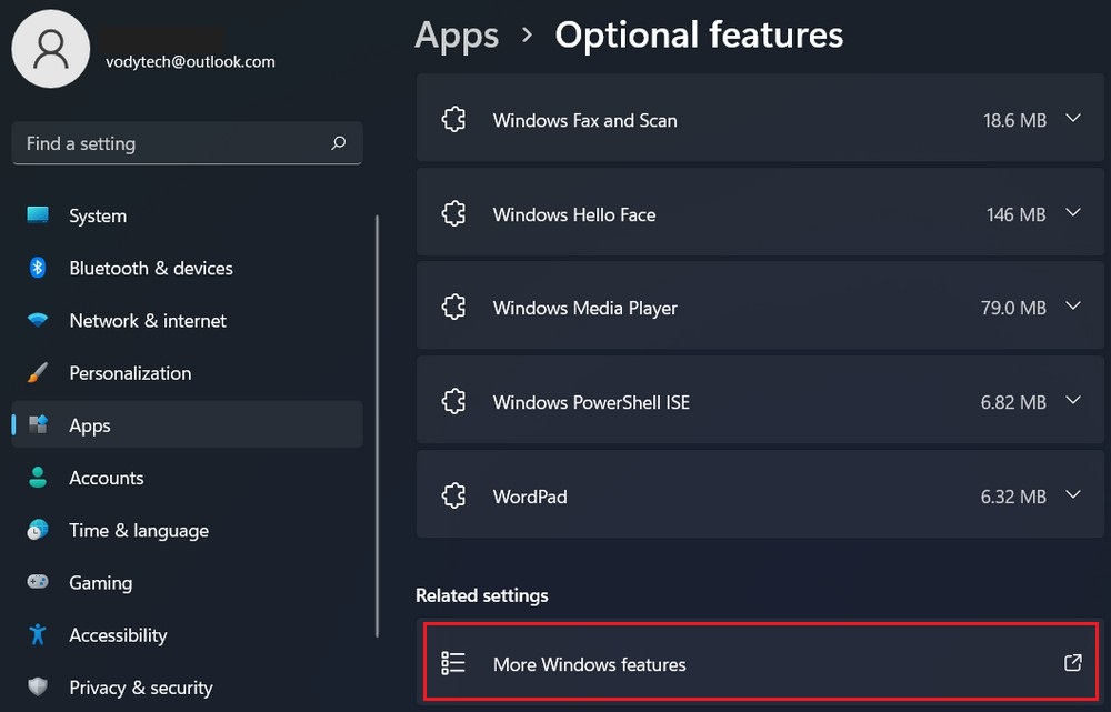 More Windows features