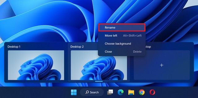 Переименовать виртуальный рабочий стол в Windows 11