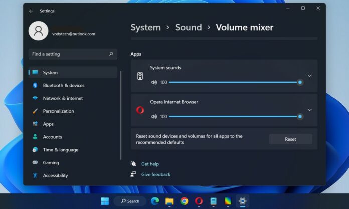 Сбросить настройки звука по умолчанию в Windows 11