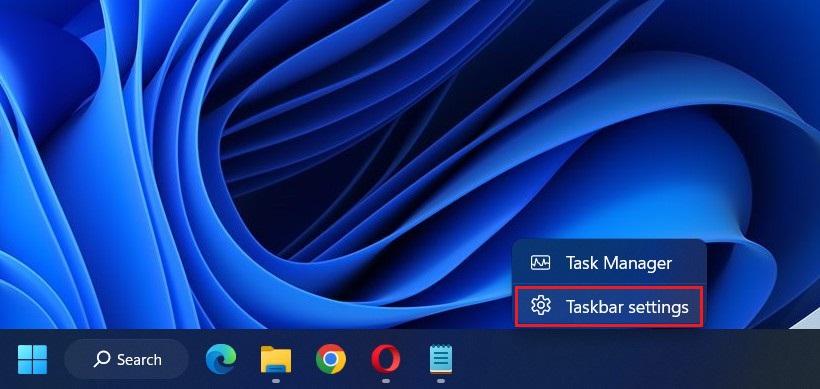 Taskbar settings